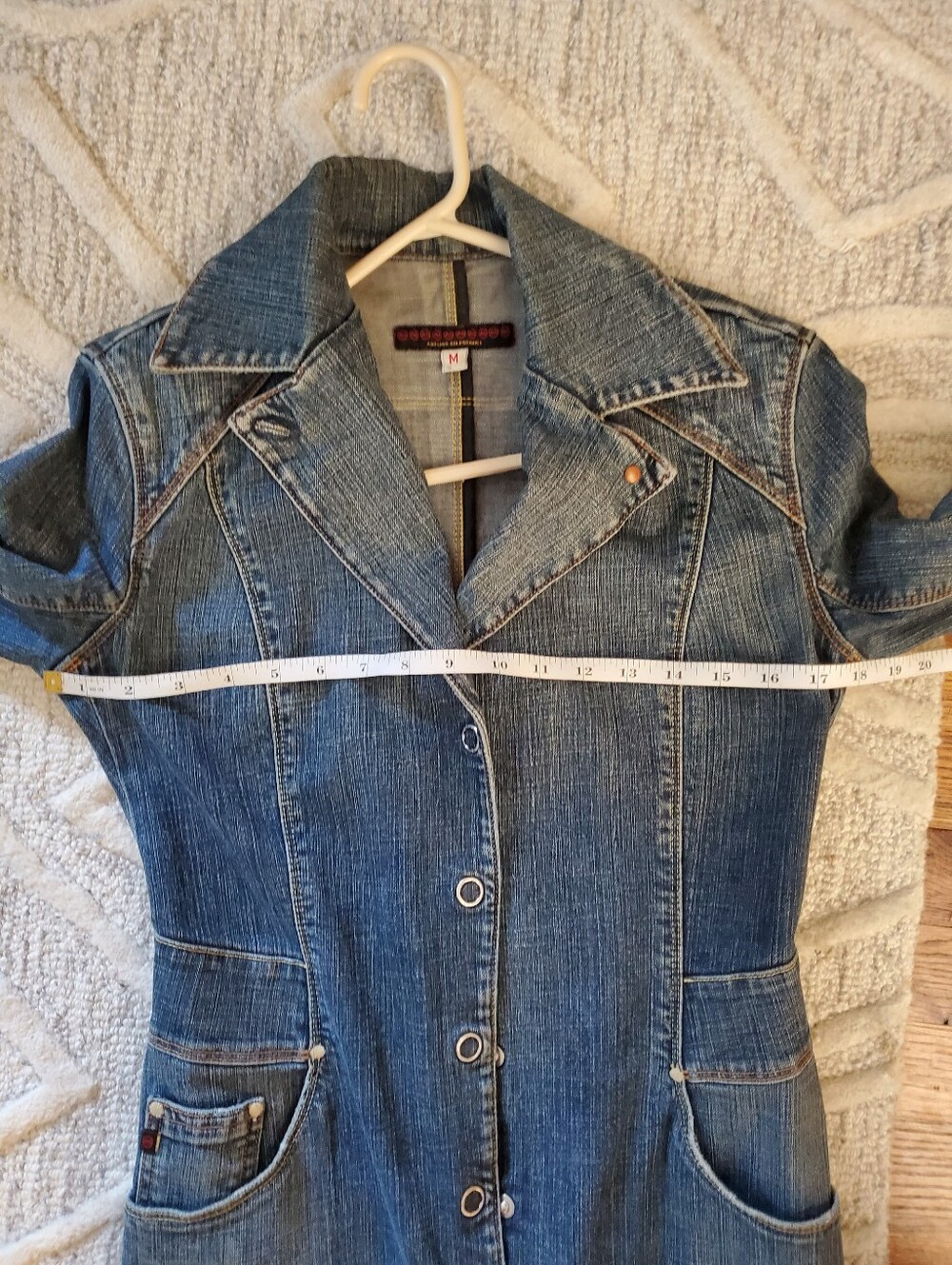 AG Adriano Goldschmied Long Denim Blazer Size Medium - Picture 14 of 14